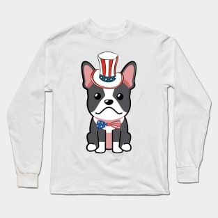Funny french bulldog is wearing uncle sam hat Long Sleeve T-Shirt